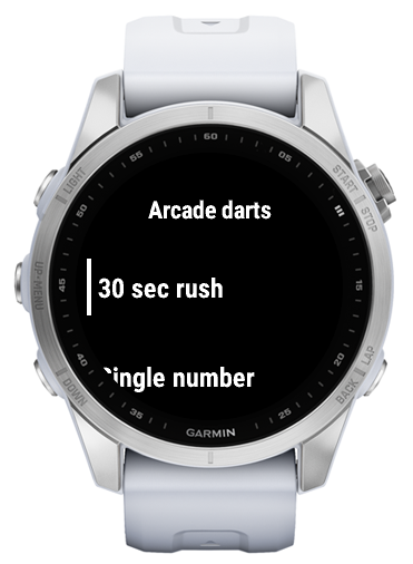 Arcade Darts mode menu