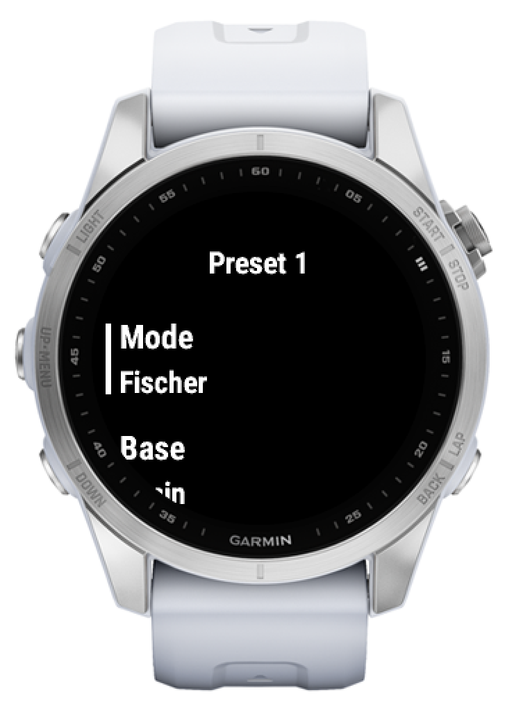 Chess Clock custom preset settings screen