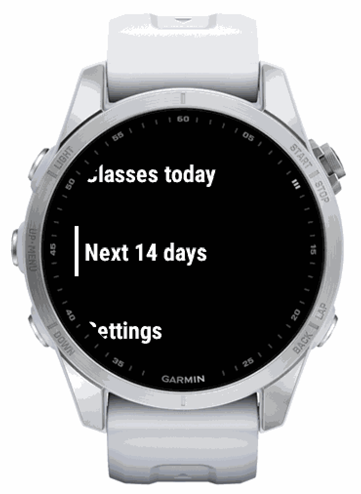 Wrist Timetable menu screen
