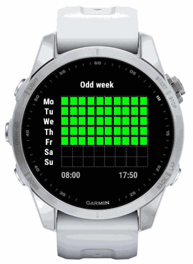 Wrist Timetable week overview screen